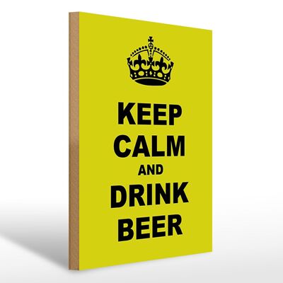 Holzschild Spruch 30x40cm keep calm and drink beer