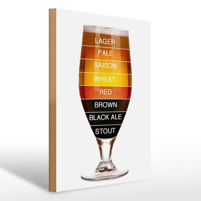 Panneau en bois indiquant 30x40cm bière verre à bière lager pale saison