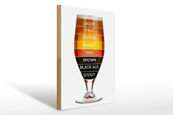 Panneau en bois indiquant 30x40cm bière verre à bière lager pale saison 1