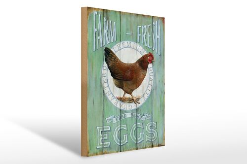 Holzschild Spruch 30x40cm Huhn Farm fresh Eggs free range