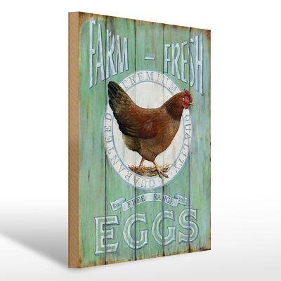 Letrero de madera que dice 30x40cm Chicken Farm huevos frescos de corral