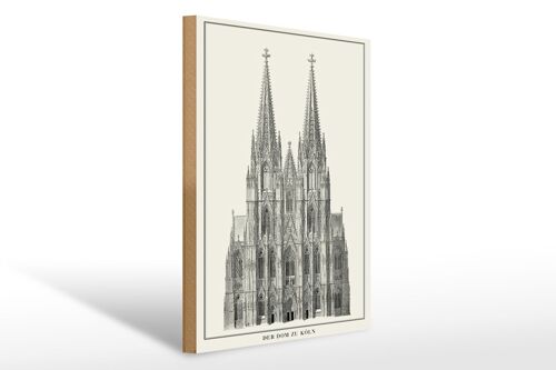 Holzschild Zeichnung 30x40cm der Dom zu Köln Kölner Dom