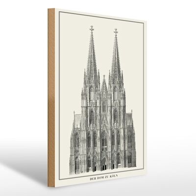 Holzschild Zeichnung 30x40cm der Dom zu Köln Kölner Dom