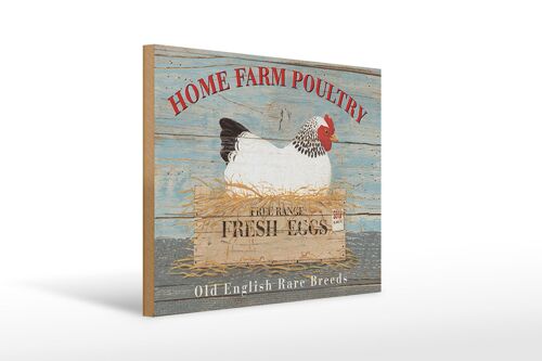 Holzschild Spruch 40x30cm Home farm poultry fresh eggs