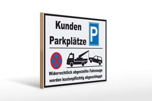 Holzschild Parken 40x30cm Parkplatz Kunden widerrechtlich