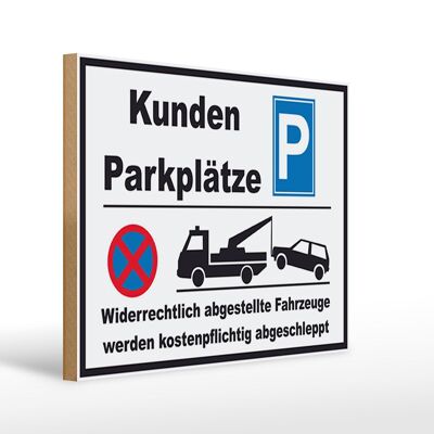 Letrero de madera parking 40x30cm parking clientes ilegalmente