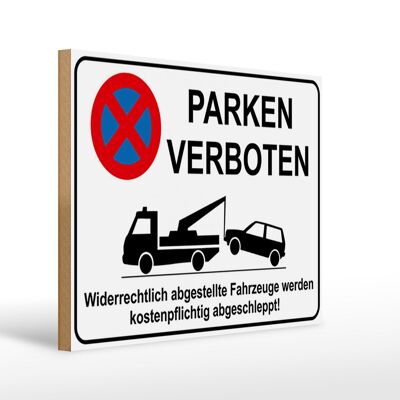 Letrero de madera parking 40x30cm Estacionamiento prohibido ilegalmente