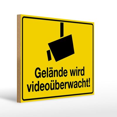 Holzschild Spruch 40x30cm Gelände wird videoüberwacht