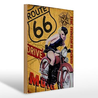 Holzschild Pin Up 30x40cm Route 66 the mother road Motel