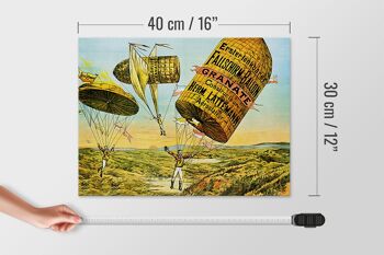 Panneau en bois rétro 40x30cm parachute premier ballon dirigeable 4