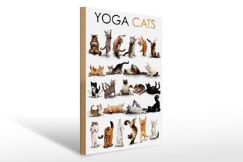 Panneau en bois animaux 30x40cm Yoga Cats cadeaux chats 1