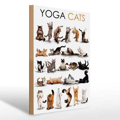 Panneau en bois animaux 30x40cm Yoga Cats cadeaux chats