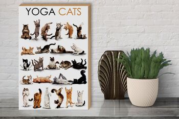 Panneau en bois animaux 30x40cm Yoga Cats cadeaux chats 3