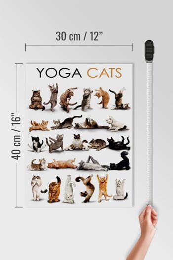 Panneau en bois animaux 30x40cm Yoga Cats cadeaux chats 4
