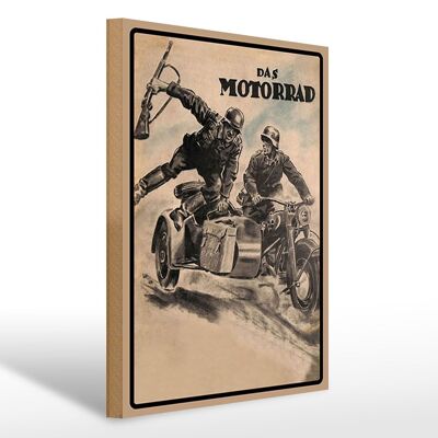 Cartel de madera retro 30x40cm los soldados en moto