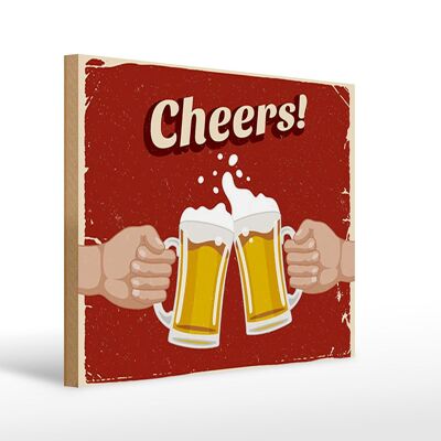 Cartel de madera 40x30cm Cerveza Cheers Beer
