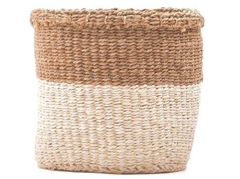 CHAMA : Panier de rangement en blocs de couleur kaki et blanc 3