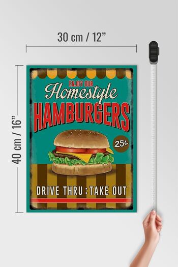 Panneau en bois alimentaire 30x40cm Hamburgers Enjoy Our Homestyle 4