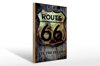 Panneau en bois rétro 30x40cm route 66 sentez la liberté 1