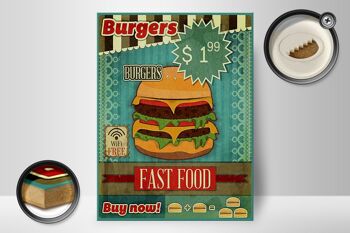 Panneau en bois nourriture 30x40cm fast food Burgers acheter maintenant wifi 2