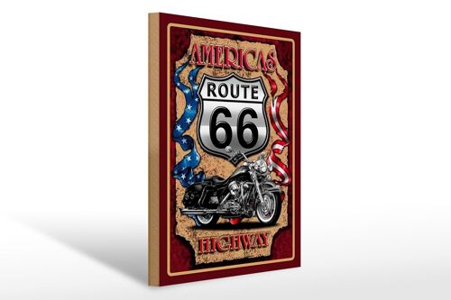 Holzschild Motorrad 30x40cm Americas Route 66 highway