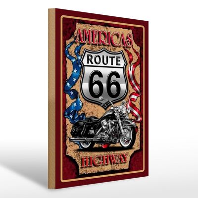 Holzschild Motorrad 30x40cm Americas Route 66 highway