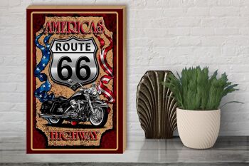 Panneau en bois moto 30x40cm Autoroute Amériques Route 66 3