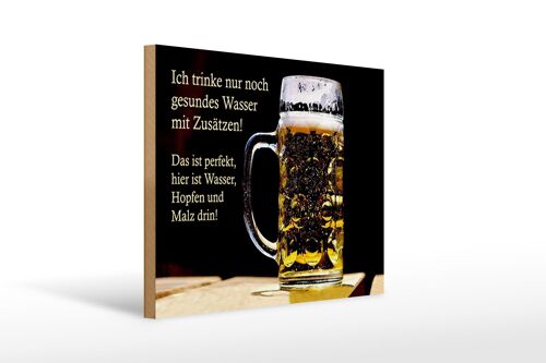 Holzschild Spruch 40x30cm trinke nur gesundes Wasser Bier