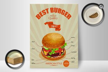 Panneau en bois alimentaire 30x40cm Best Burger style américain 2