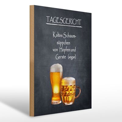 Cartello in legno birra 30x40 cm piatto quotidiano schiuma zuppa fredda