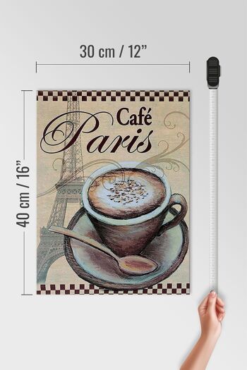 Panneau en bois Paris 30x40cm Tour Eiffel Tasse à Café Café 4