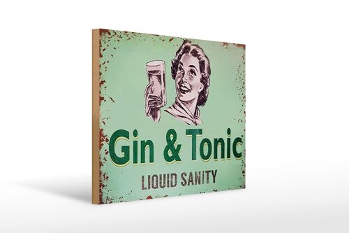Holzschild 40x30cm Gin & Tonic liauid sanity