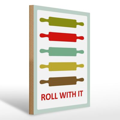 Wooden sign kitchen 30x40cm rolling pin roll with