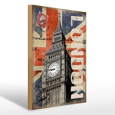 Cartello in legno Londra 30x40 cm Big Ben, famosa torre dell'orologio