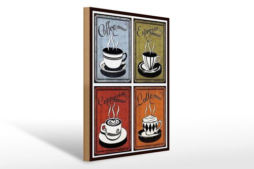 Holzschild Kaffee 30x40cm Coffee Espresso Cappuccino Latte