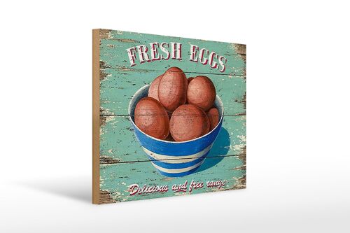 Holzschild Retro 40x30cm fresh eggs Frische Eier