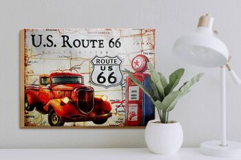 Panneau en bois rétro 40x30cm US Route 66 station service vintage 3