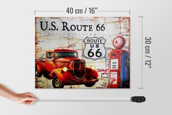 Panneau en bois rétro 40x30cm US Route 66 station service vintage 4