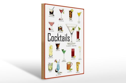 Holzschild 30x40cm Cocktails cuba libre Martini