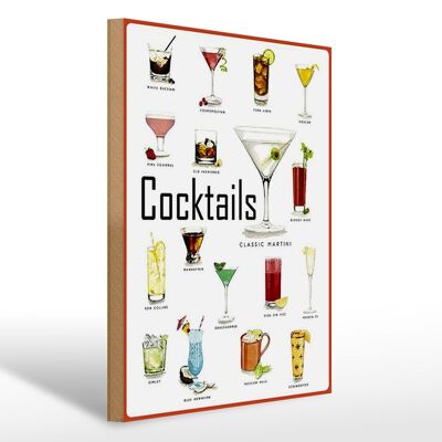 Holzschild 30x40cm Cocktails cuba libre Martini