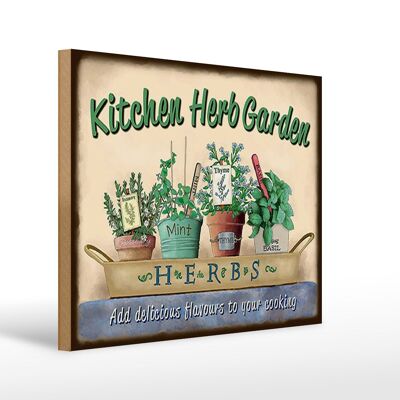 Holzschild Garten 40x30cm Kirchen Herb Garden Mint Thyme