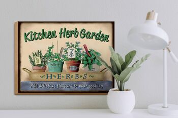 Panneau en bois jardin 40x30cm Église Herb Garden Menthe Thym 3
