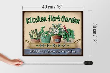 Panneau en bois jardin 40x30cm Église Herb Garden Menthe Thym 4