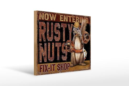 Holzschild Spruch 40x30cm Fix-it Shop rusty nuts Garage