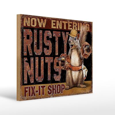 Holzschild Spruch 40x30cm Fix-it Shop rusty nuts Garage