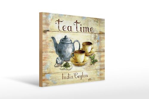 Holzschild Tee 40x30cm Tea Time India Ceylon Teekanne
