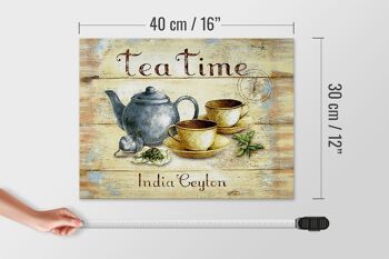 Plaque à thé en bois 40x30cm Théière Tea Time India Ceylan 4