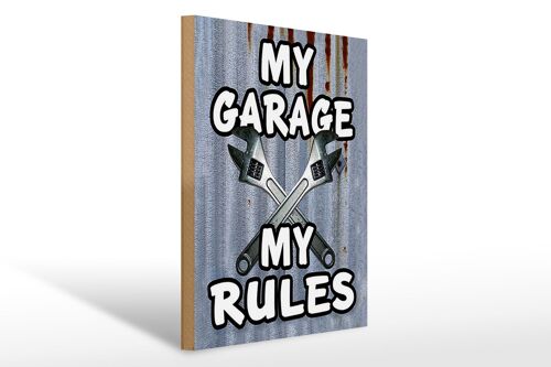 Holzschild Vintage 30x40cm my Garage my rules