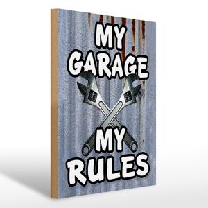 Panneau en bois vintage 30x40cm mon garage mes règles