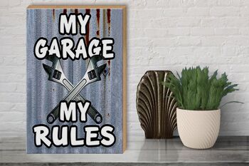 Panneau en bois vintage 30x40cm mon garage mes règles 3